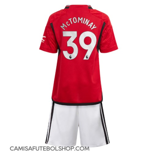 Camisa de time de futebol Manchester United Scott McTominay #39 Replicas 1º Equipamento Infantil 2023-24 Manga Curta (+ Calças curtas)